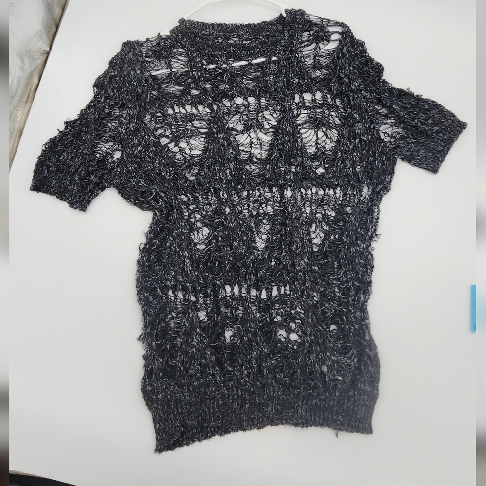 ROMWE Charcoal Open-Knit Sweater